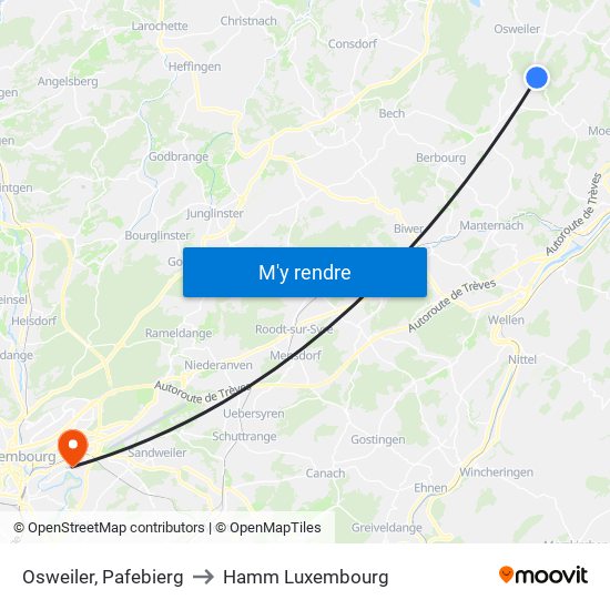 Osweiler, Pafebierg to Hamm Luxembourg map