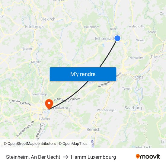 Steinheim, An Der Uecht to Hamm Luxembourg map