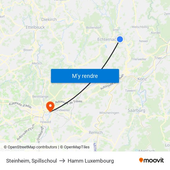 Steinheim, Spillschoul to Hamm Luxembourg map