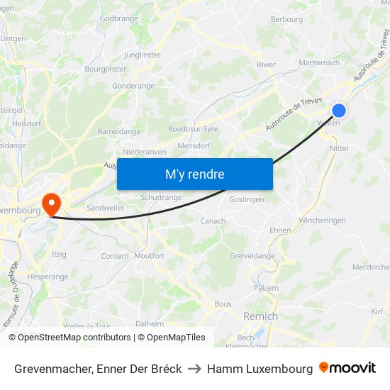 Grevenmacher, Enner Der Bréck to Hamm Luxembourg map