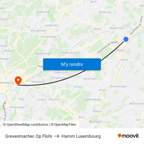 Grevenmacher, Op Flohr to Hamm Luxembourg map