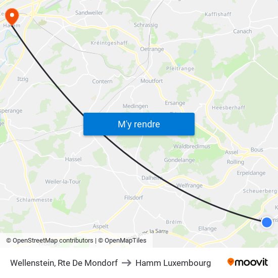 Wellenstein, Rte De Mondorf to Hamm Luxembourg map