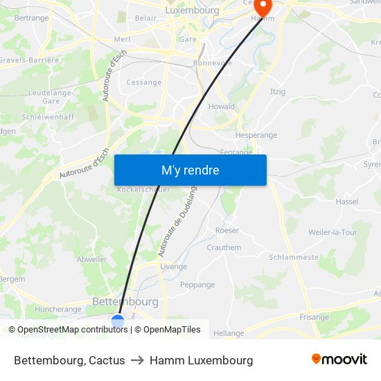 Bettembourg, Cactus to Hamm Luxembourg map