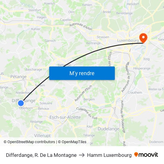 Differdange, R. De La Montagne to Hamm Luxembourg map