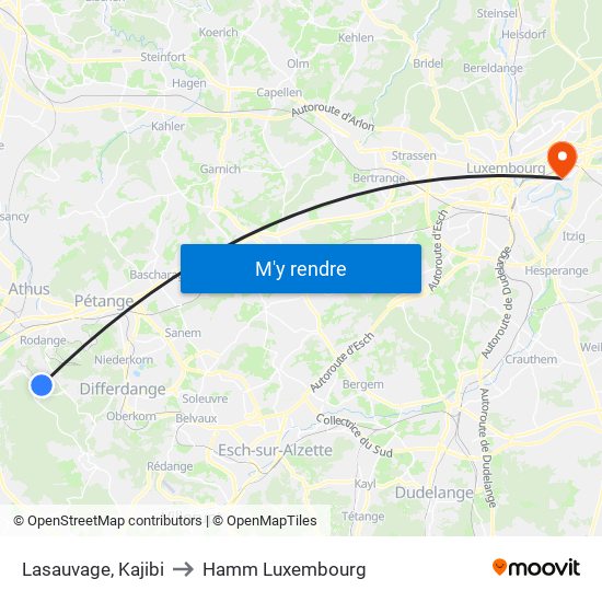 Lasauvage, Kajibi to Hamm Luxembourg map