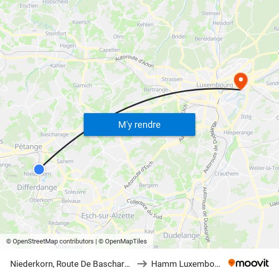 Niederkorn, Route De Bascharage to Hamm Luxembourg map