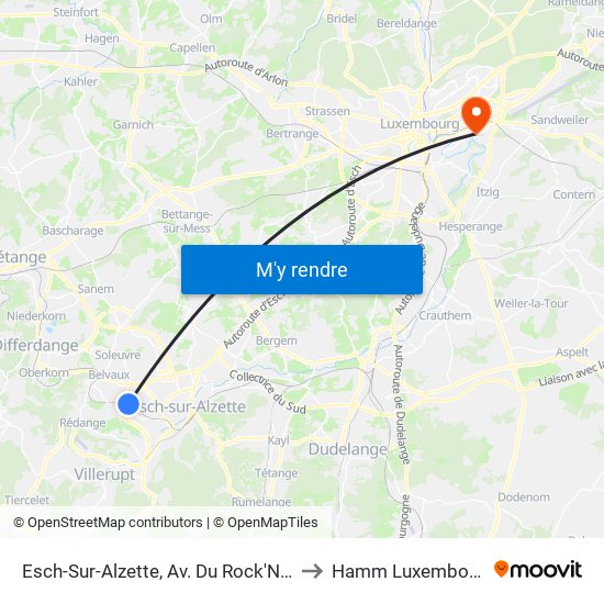 Esch-Sur-Alzette, Av. Du Rock'N'Roll to Hamm Luxembourg map