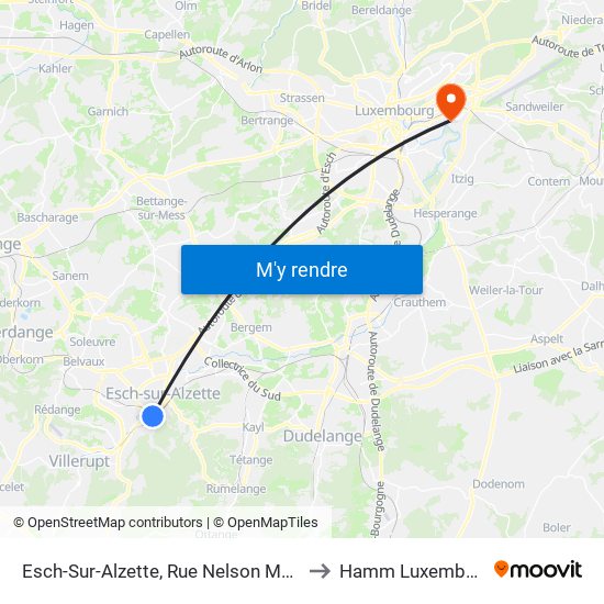 Esch-Sur-Alzette, Rue Nelson Mandela to Hamm Luxembourg map