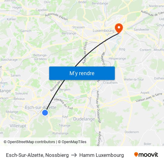 Esch-Sur-Alzette, Nossbierg to Hamm Luxembourg map