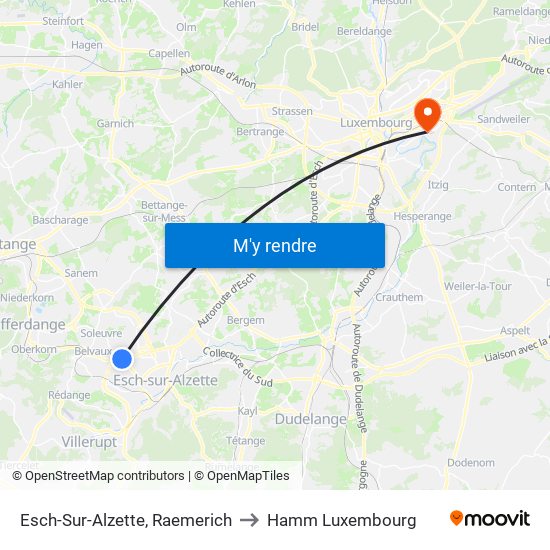 Esch-Sur-Alzette, Raemerich to Hamm Luxembourg map