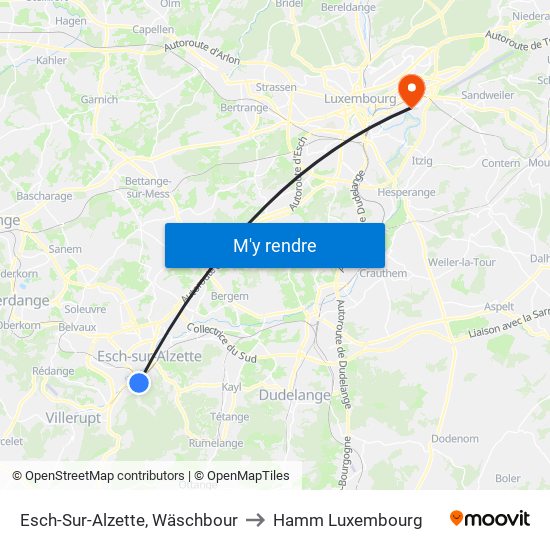 Esch-Sur-Alzette, Wäschbour to Hamm Luxembourg map