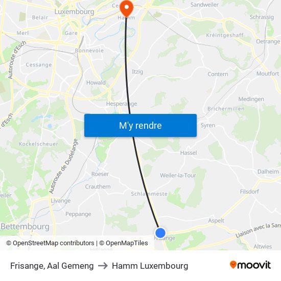 Frisange, Aal Gemeng to Hamm Luxembourg map