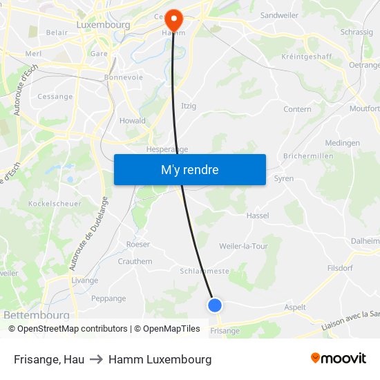 Frisange, Hau to Hamm Luxembourg map