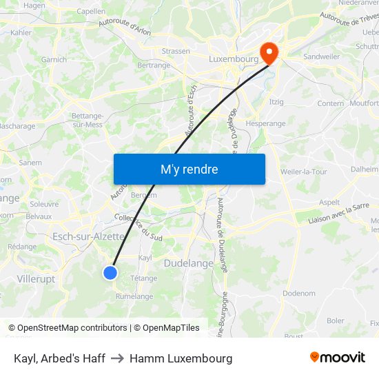 Kayl, Arbed's Haff to Hamm Luxembourg map