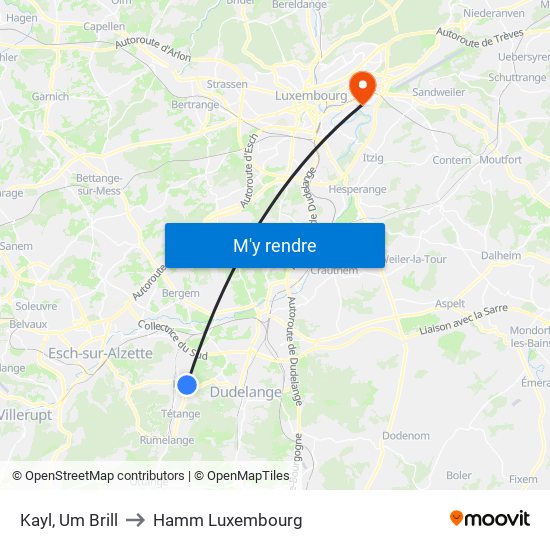 Kayl, Um Brill to Hamm Luxembourg map