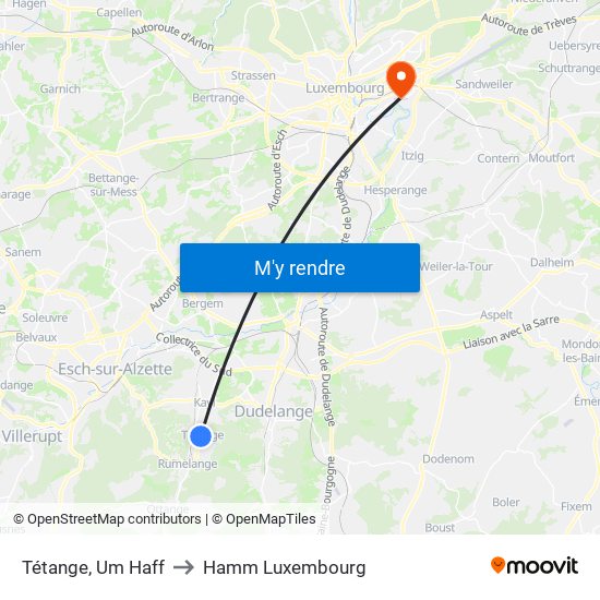 Tétange, Um Haff to Hamm Luxembourg map