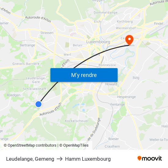 Leudelange, Gemeng to Hamm Luxembourg map