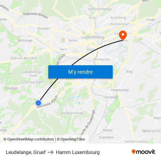 Leudelange, Gruef to Hamm Luxembourg map