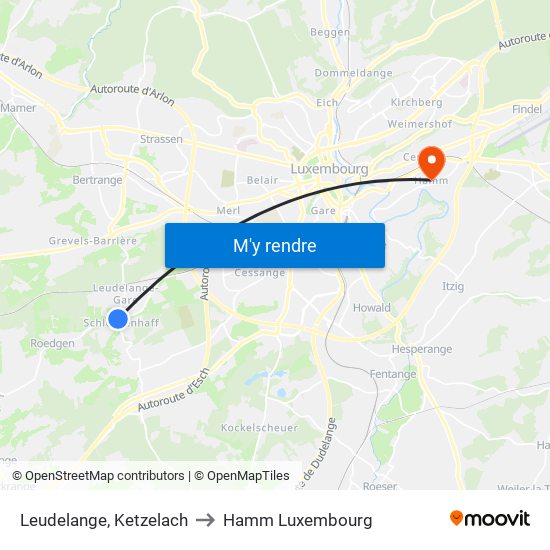 Leudelange, Ketzelach to Hamm Luxembourg map