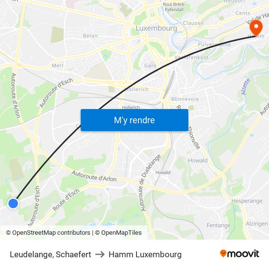 Leudelange, Schaefert to Hamm Luxembourg map