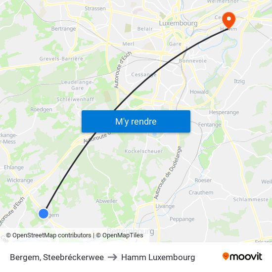 Bergem, Steebréckerwee to Hamm Luxembourg map