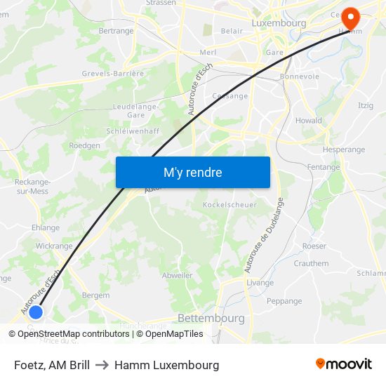 Foetz, AM Brill to Hamm Luxembourg map