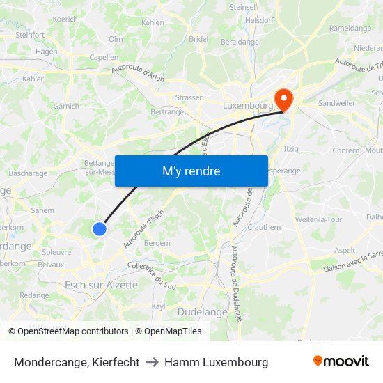 Mondercange, Kierfecht to Hamm Luxembourg map