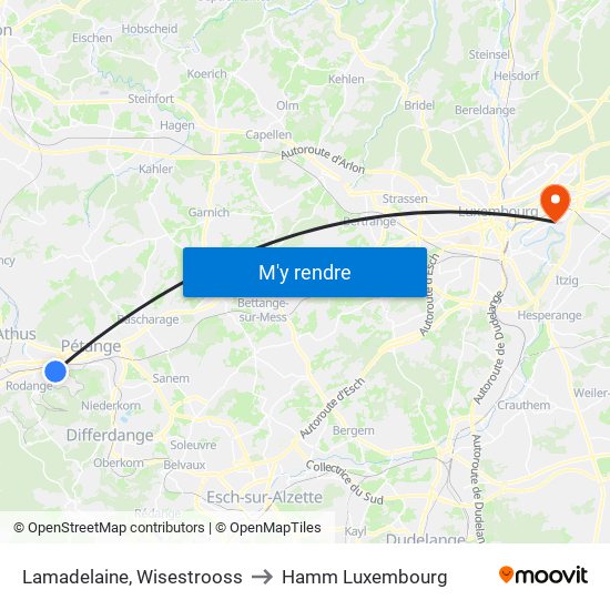 Lamadelaine, Wisestrooss to Hamm Luxembourg map