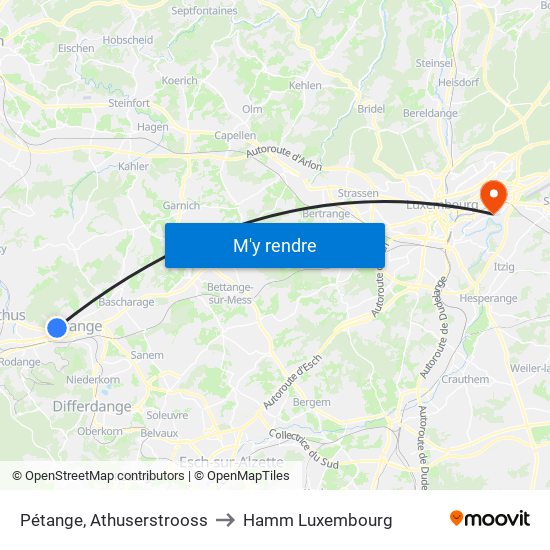 Pétange, Athuserstrooss to Hamm Luxembourg map