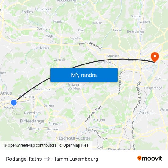 Rodange, Raths to Hamm Luxembourg map