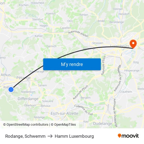 Rodange, Schwemm to Hamm Luxembourg map