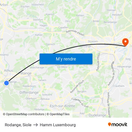 Rodange, Siole to Hamm Luxembourg map