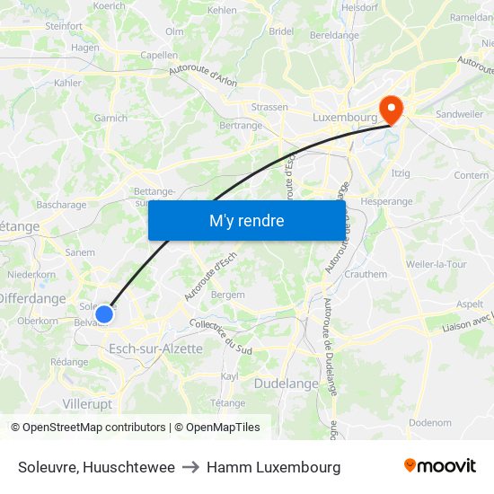 Soleuvre, Huuschtewee to Hamm Luxembourg map