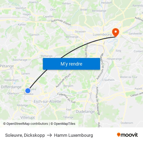 Soleuvre, Dickskopp to Hamm Luxembourg map