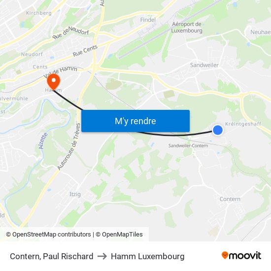Contern, Paul Rischard to Hamm Luxembourg map