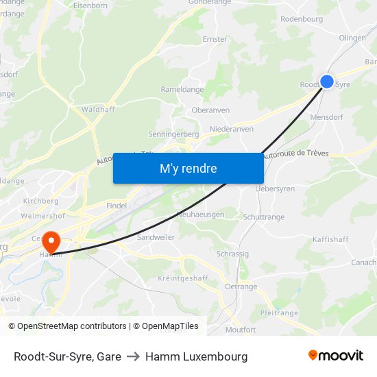 Roodt-Sur-Syre, Gare to Hamm Luxembourg map