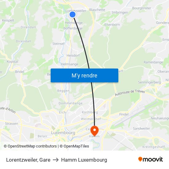 Lorentzweiler, Gare to Hamm Luxembourg map