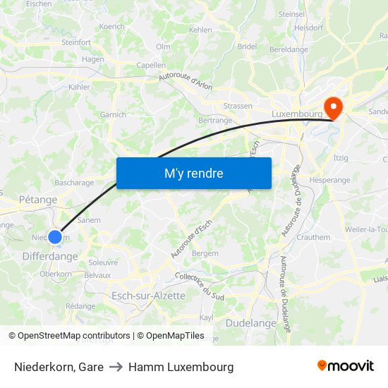 Niederkorn, Gare to Hamm Luxembourg map