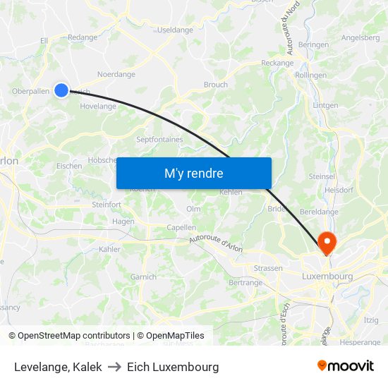 Levelange, Kalek to Eich Luxembourg map