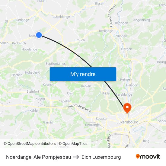 Noerdange, Ale Pompjesbau to Eich Luxembourg map