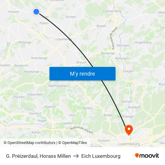 G. Préizerdaul, Horass Millen to Eich Luxembourg map