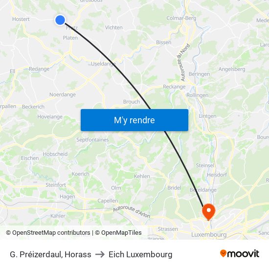 G. Préizerdaul, Horass to Eich Luxembourg map