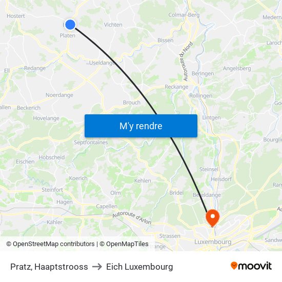 Pratz, Haaptstrooss to Eich Luxembourg map