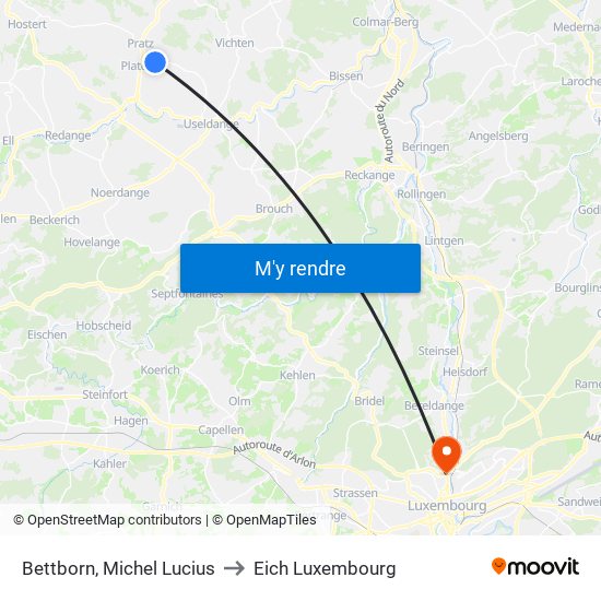 Bettborn, Michel Lucius to Eich Luxembourg map