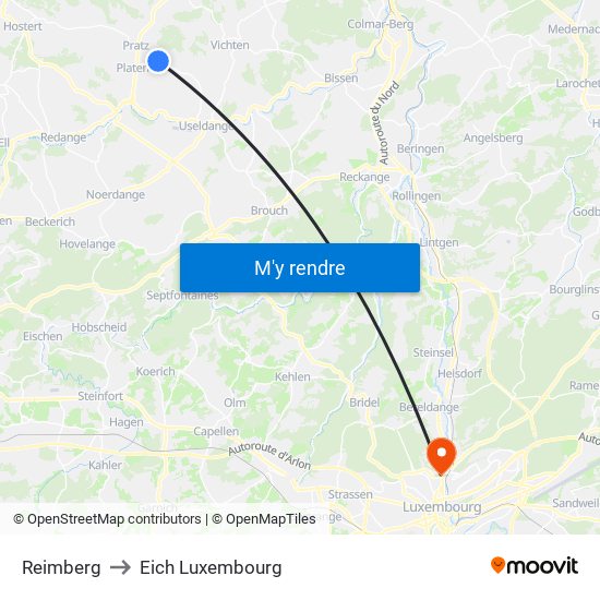 Reimberg to Eich Luxembourg map