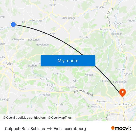 Colpach-Bas, Schlass to Eich Luxembourg map