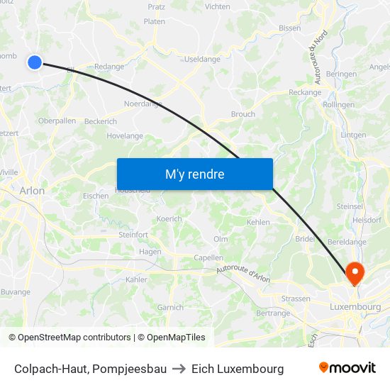 Colpach-Haut, Pompjeesbau to Eich Luxembourg map
