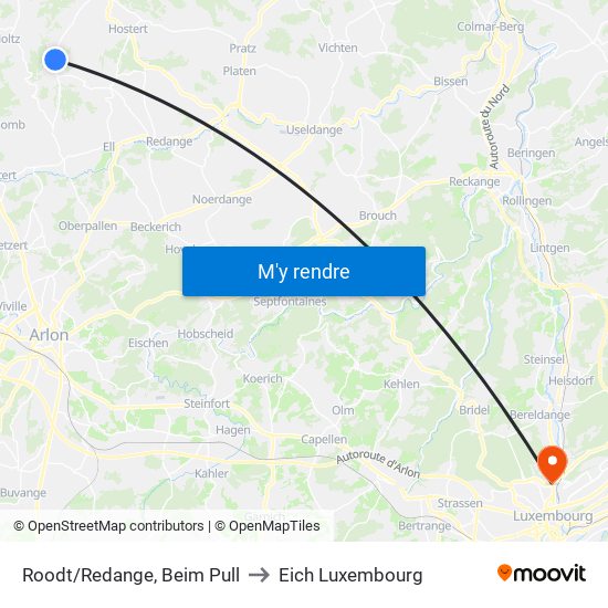Roodt/Redange, Beim Pull to Eich Luxembourg map