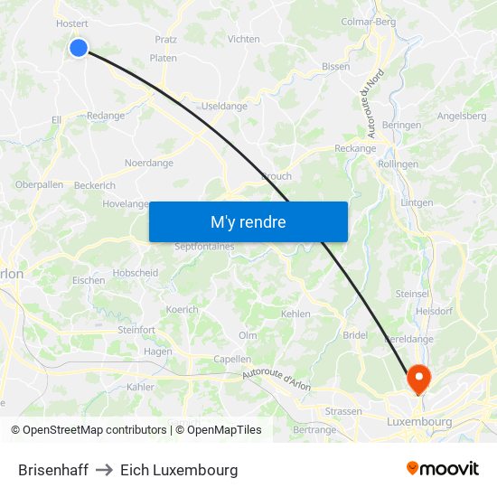 Brisenhaff to Eich Luxembourg map