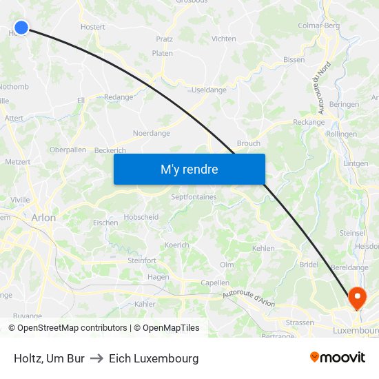 Holtz, Um Bur to Eich Luxembourg map